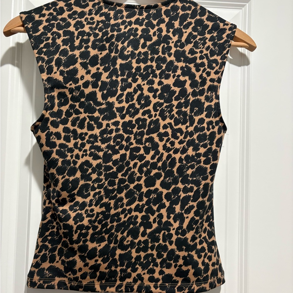 Maeve Leopard Print Tank Top in Black and Tan - Picture 2 of 3